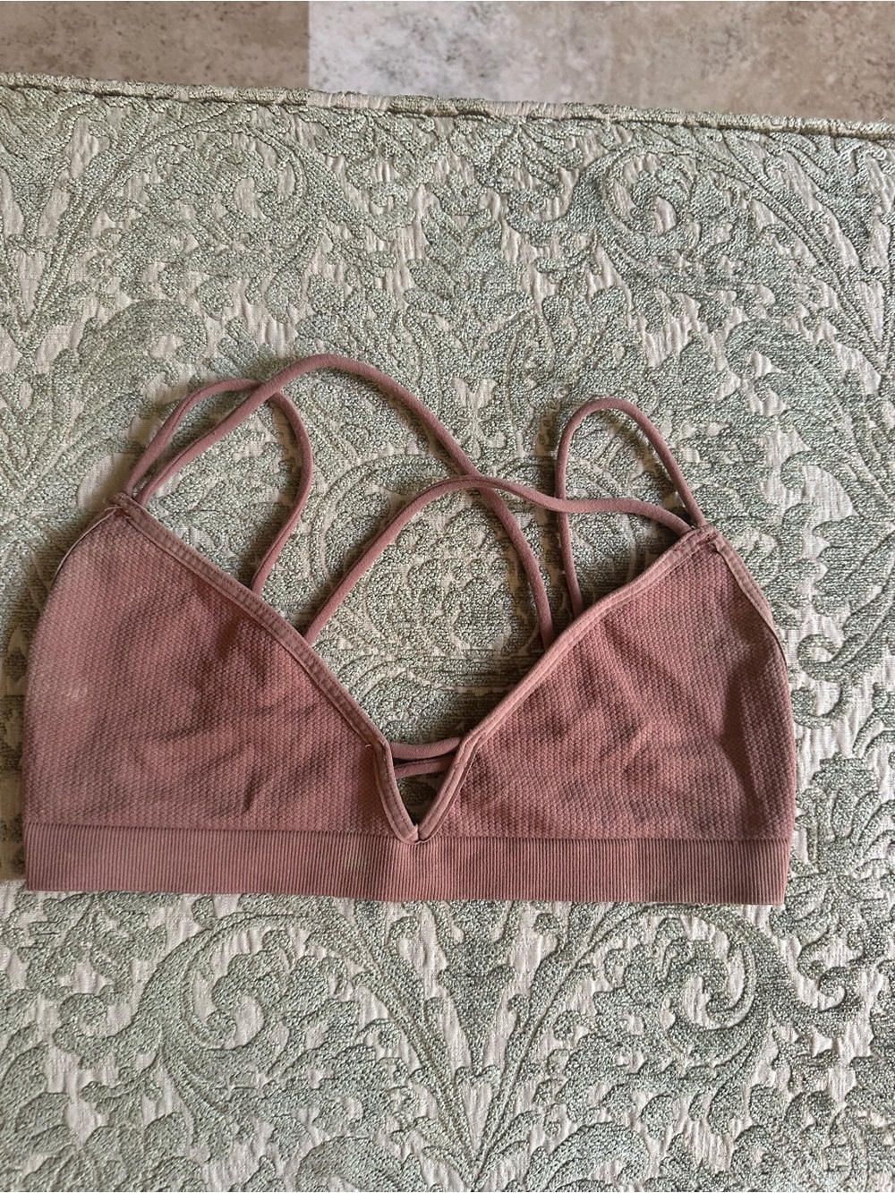 Free People women Soft Ribbed Strappy Bralette in Dusty Rose